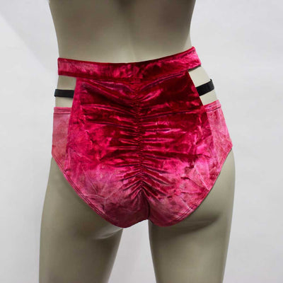 High Waisted Monroe Cutout Sexy Short- Rose Crushed Velvet