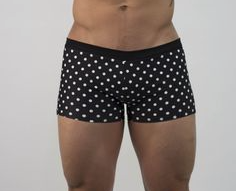 Men's Swim Short - Black and White Polkadot