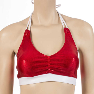 Work Out Top/Pole Dance Top- Red/White Mystique - HeyHey & Co