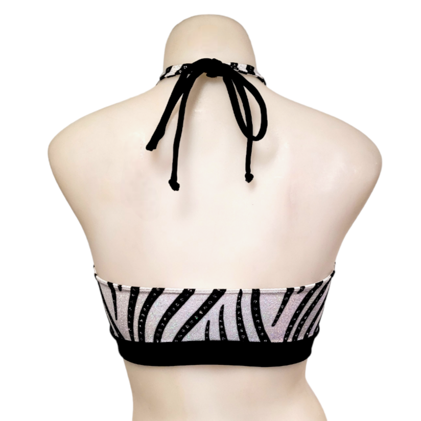 Halter Top in White Velvet Swirl