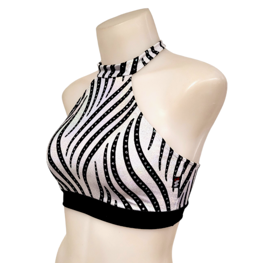 Halter Top in White Velvet Swirl