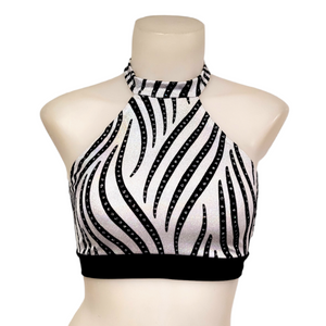 Halter Top in White Velvet Swirl