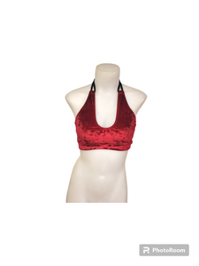 Layla Top in Crimson Crushed Velvet