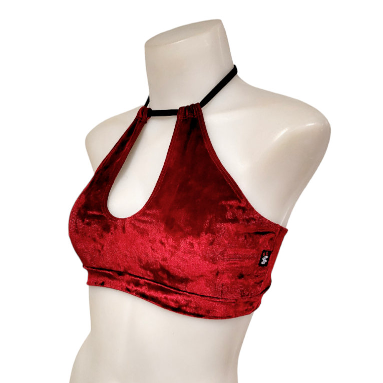 Layla Top in Crimson Crushed Velvet