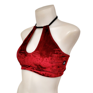 Layla Top in Crimson Crushed Velvet