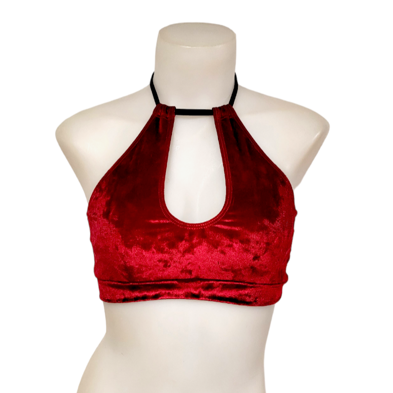 Layla Top in Crimson Crushed Velvet