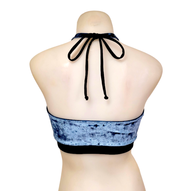 Halter Top in Storm Crushed Velvet