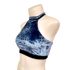 Halter Top in Storm Crushed Velvet