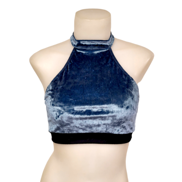 Halter Top in Storm Crushed Velvet