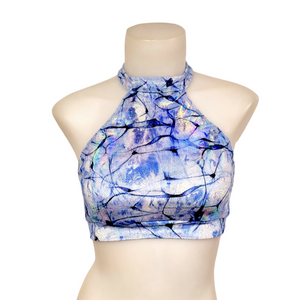 Halter Top in Blue Marble Velvet