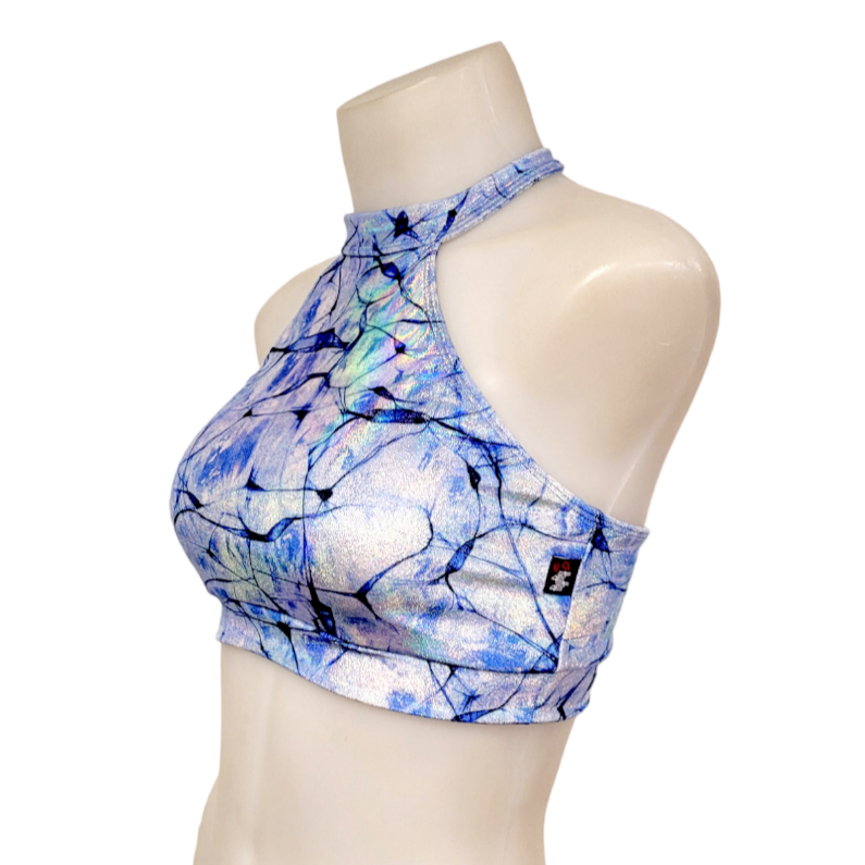 Halter Top in Blue Marble Velvet
