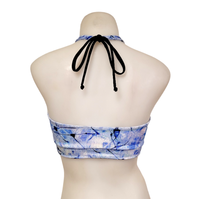 Halter Top in Blue Marble Velvet
