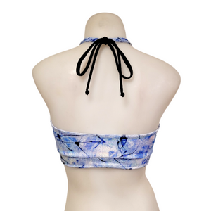 Halter Top in Blue Marble Velvet
