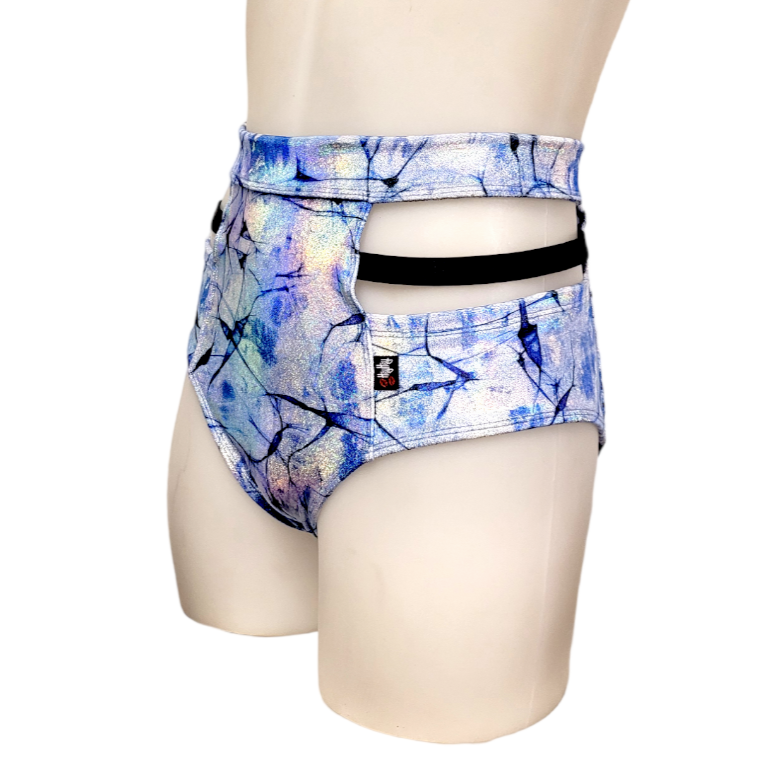 Monroe Short in Blue Marble Velvet