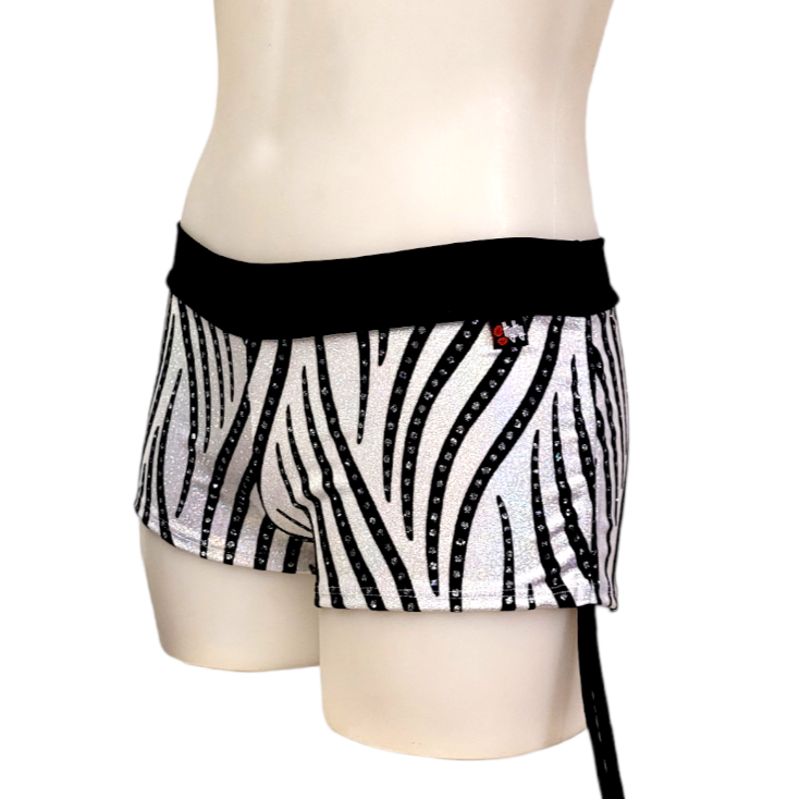 Side Tie/Scrunch Short in White Velvet Swirl