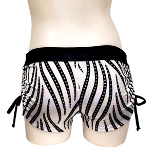 Side Tie/Scrunch Short in White Velvet Swirl