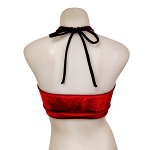 Halter Top in Cherry Red Velvet