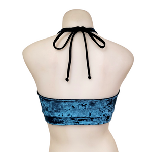 Halter Top in Turquoise Crushed Velvet