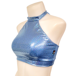 Halter Top in Blue Shimmer Dot