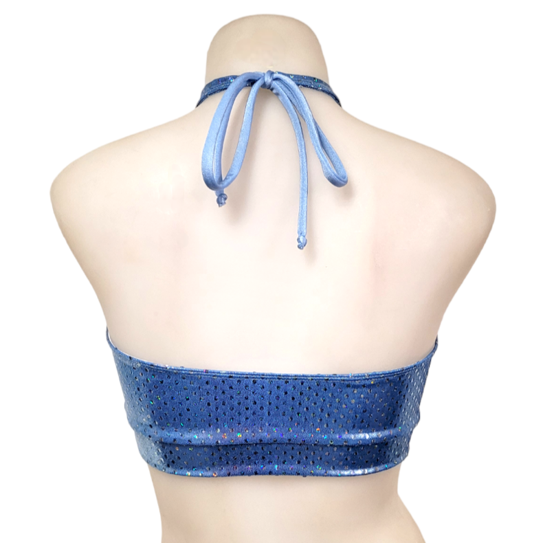 Halter Top in Blue Shimmer Dot