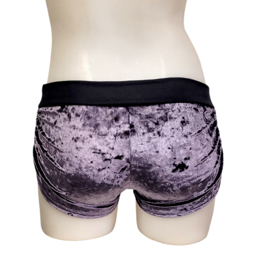 Side Tie/Scrunch Short in Plum Crushed Velvet