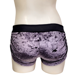Side Tie/Scrunch Short in Plum Crushed Velvet