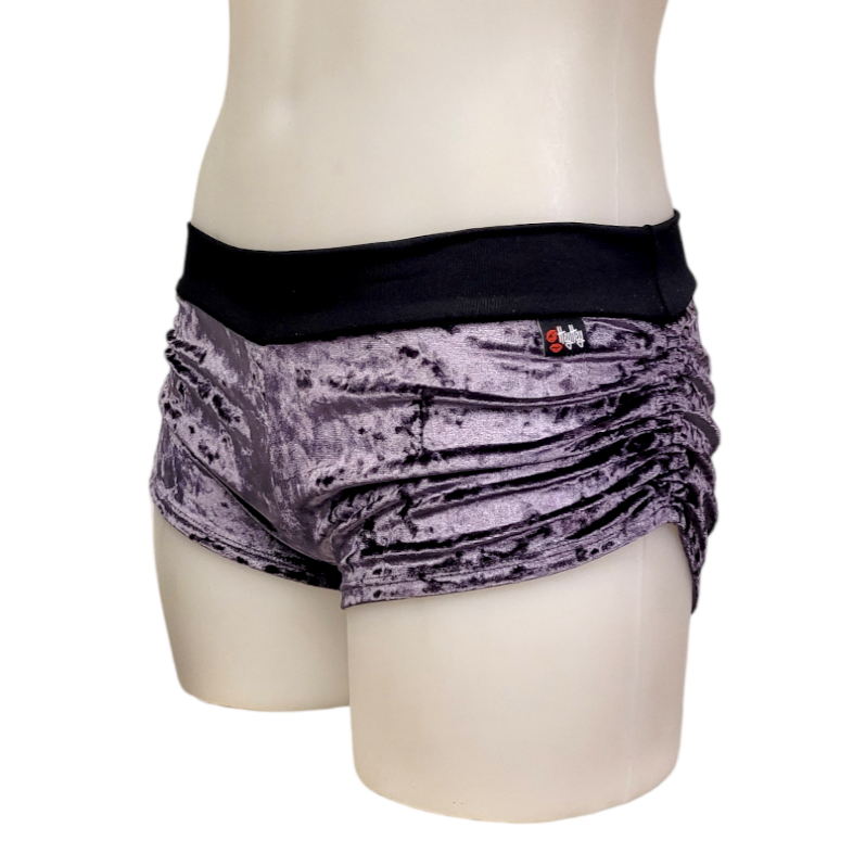 Side Tie/Scrunch Short in Plum Crushed Velvet