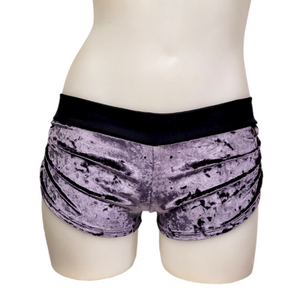 Side Tie/Scrunch Short in Plum Crushed Velvet