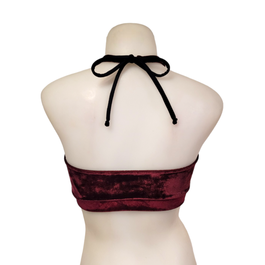 Halter Top in Burgundy Velvet
