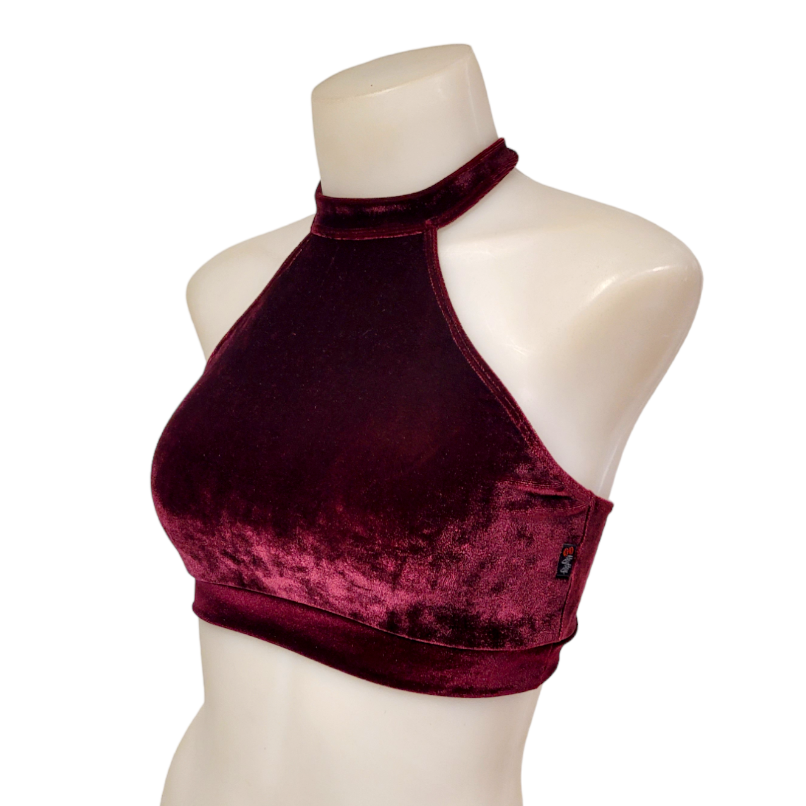 Halter Top in Burgundy Velvet