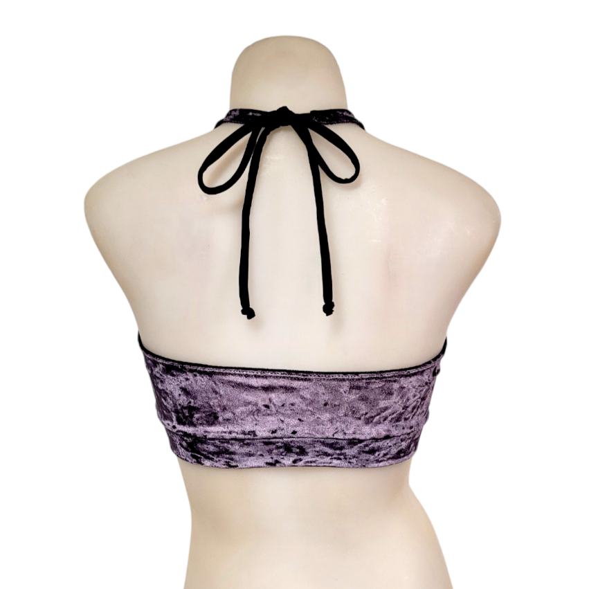 Halter Top in Plum Crushed Velvet
