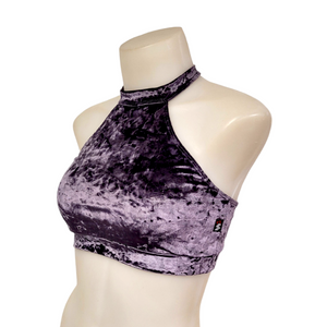Halter Top in Plum Crushed Velvet