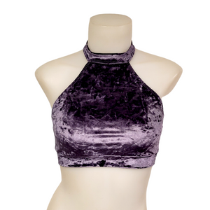 Halter Top in Plum Crushed Velvet