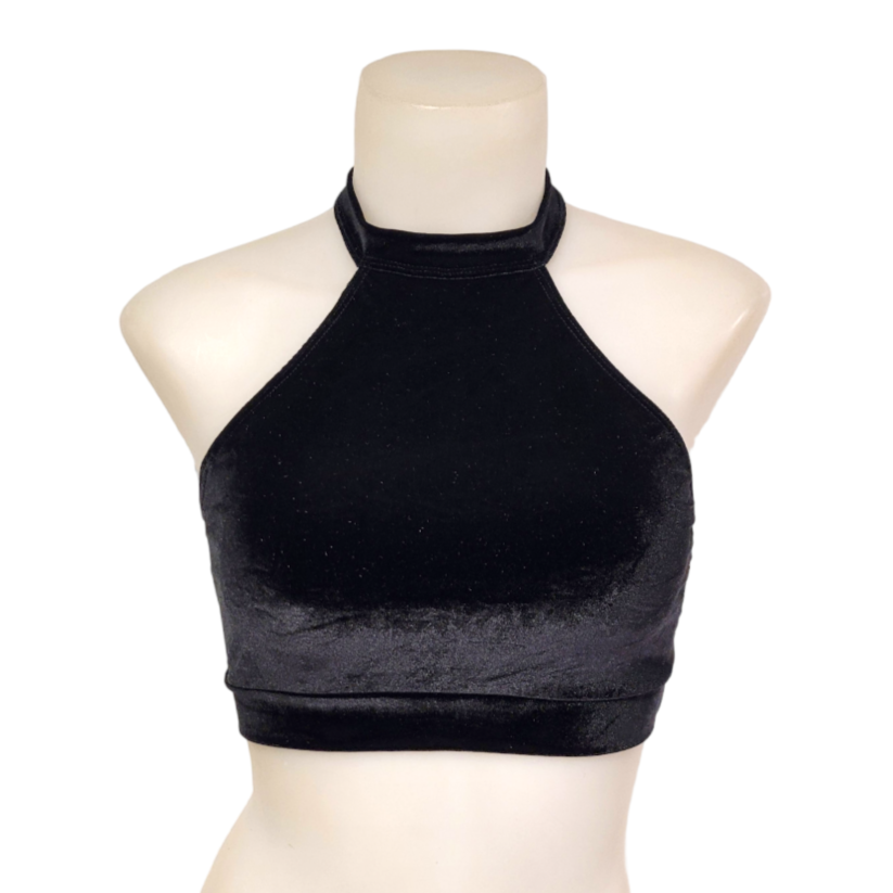 Halter Top in Black Velvet