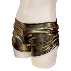 Side Tie/Scrunch Short in Black Gold Mystique