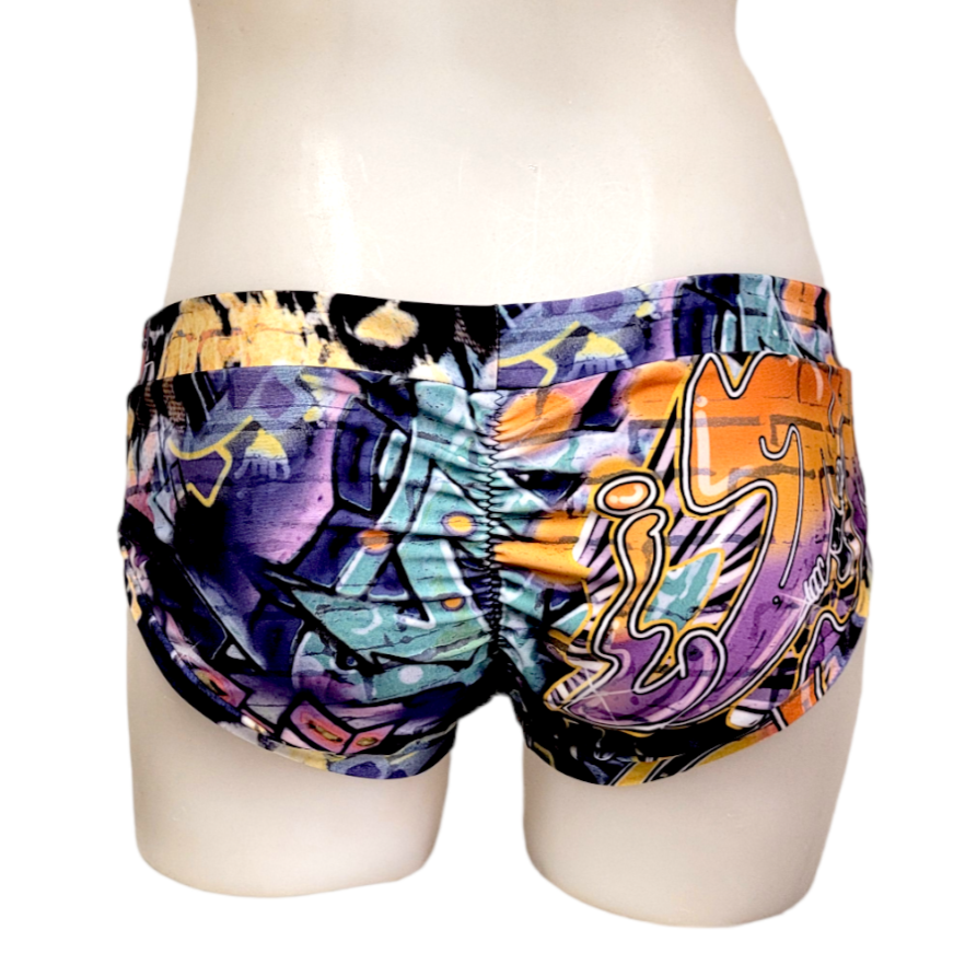 Classic Booty Short in Purple Graffiti