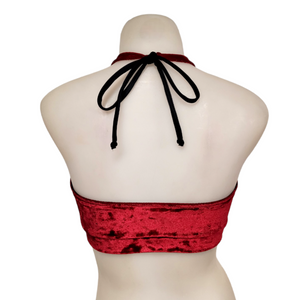 Halter Top in Crimson Crushed Velvet