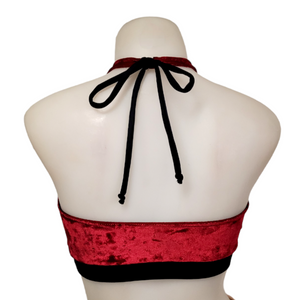 Halter Top in Crimson Crushed Velvet