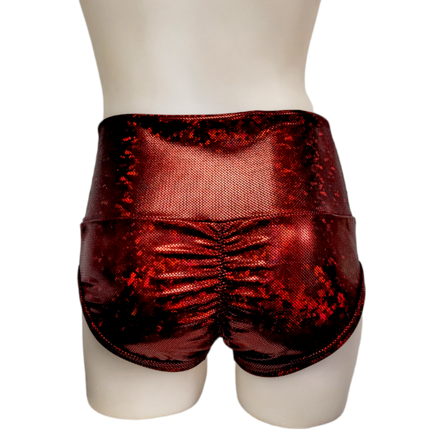 High Waisted Booty Short in Red Ice