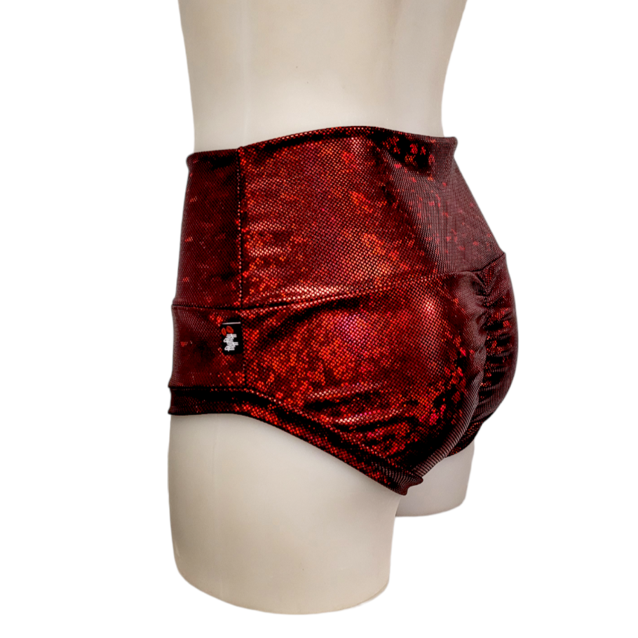 High Waisted Booty Short in Red Ice