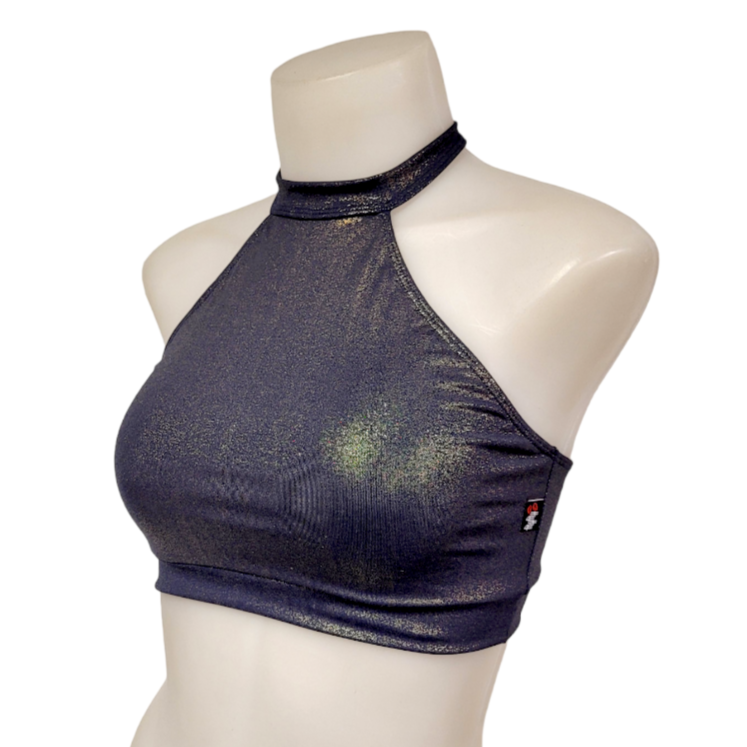 Halter Top in Blue Gold Shimmer