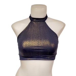Halter Top in Blue Gold Shimmer