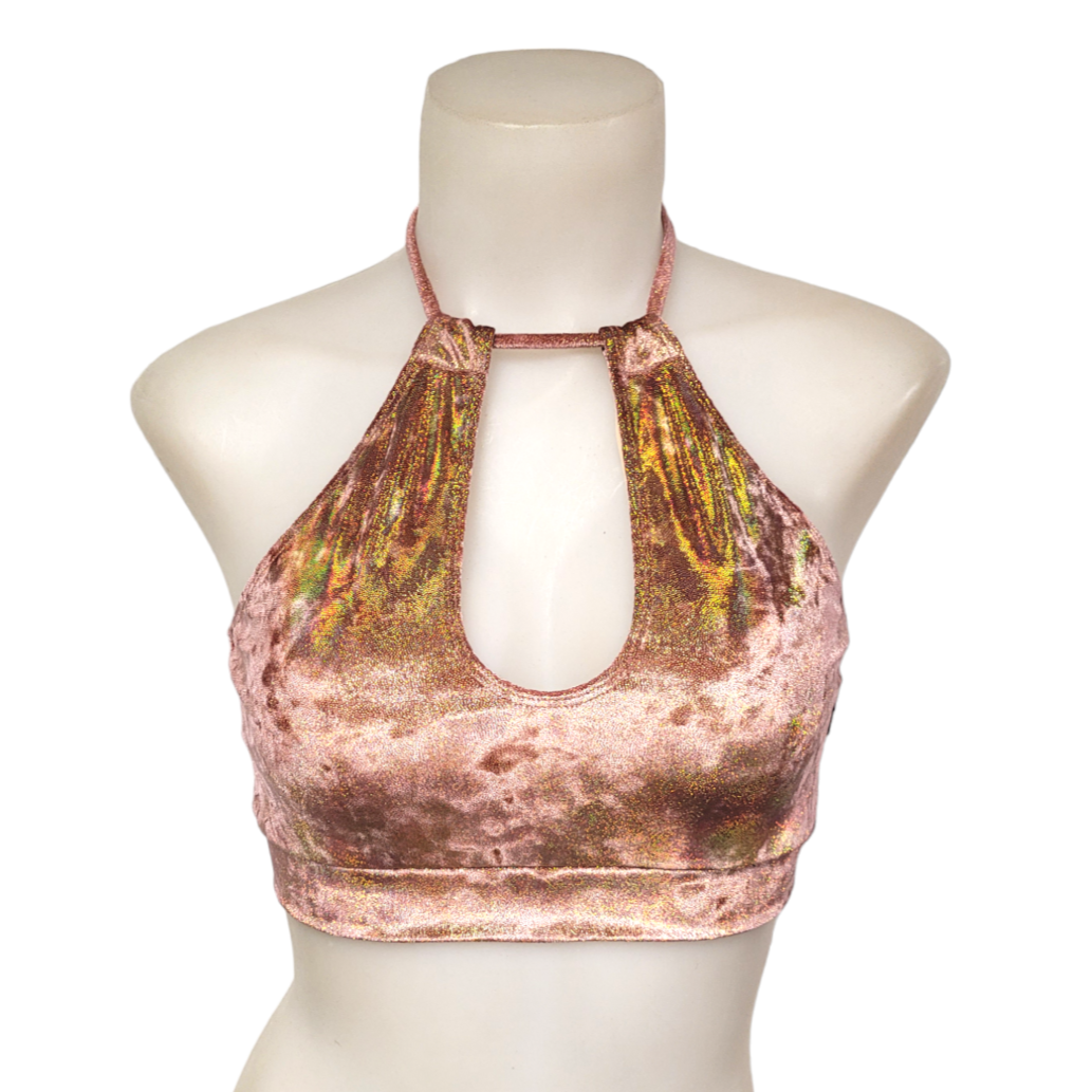 Layla Top in Rose Gold Velvet