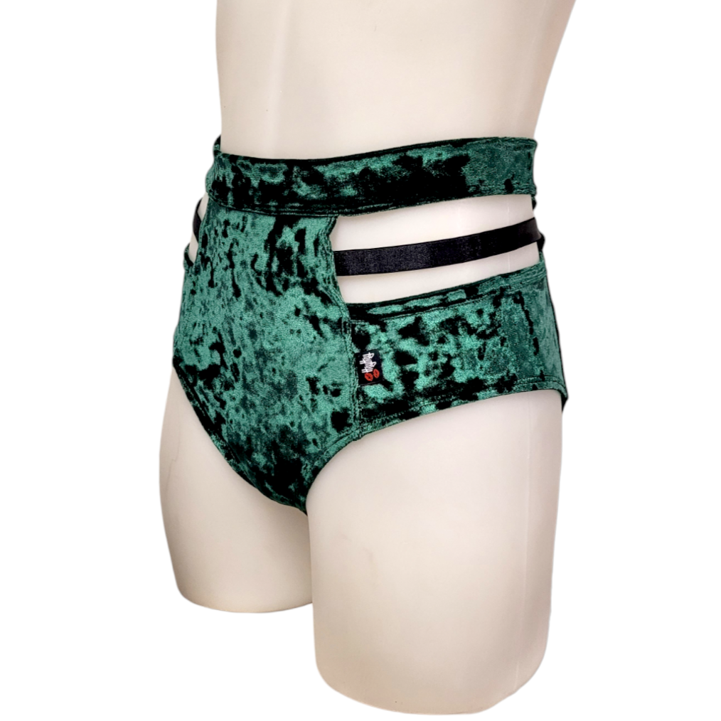 Monroe Cutout Short in Forest Green Crushed Velvet