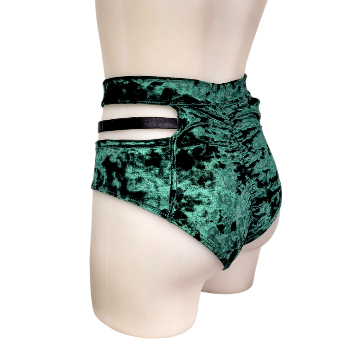 Monroe Cutout Short in Forest Green Crushed Velvet