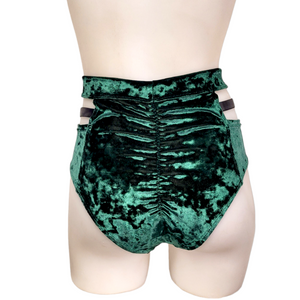Monroe Cutout Short in Forest Green Crushed Velvet