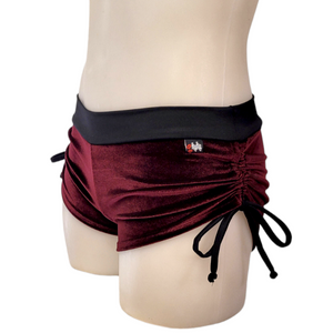 Side Tie/Scrunch Short in Burgundy Velvet