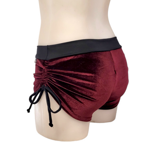 Side Tie/Scrunch Short in Burgundy Velvet