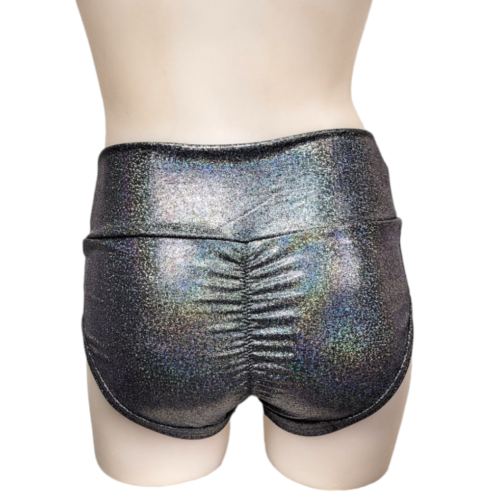 High Waisted Booty Short in Grey Disco