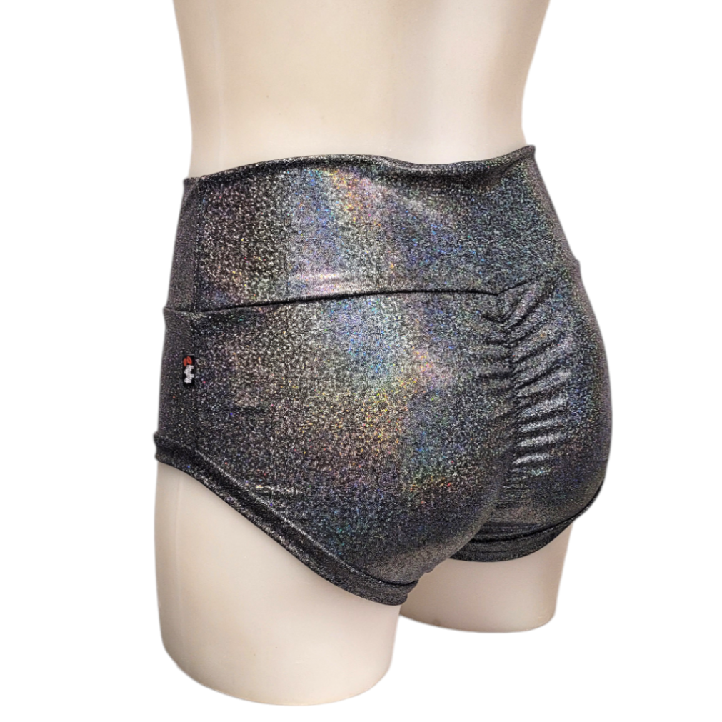 High Waisted Booty Short in Grey Disco